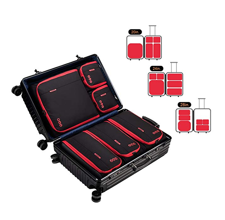 3 tailles Portable 6 ensembles de cubes d'emballage organisateur de bagages de voyage pour accessoires de cabine