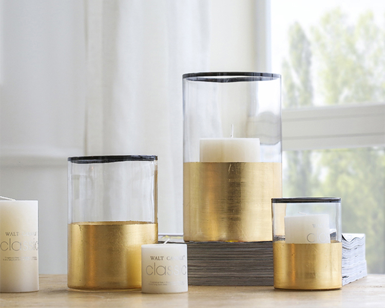 Bixuan Hurricane Candleholders Clear Glass with Golden Decor Black Rim Dining Table Centerpieces Vases, 14.5cm H x 10cm D