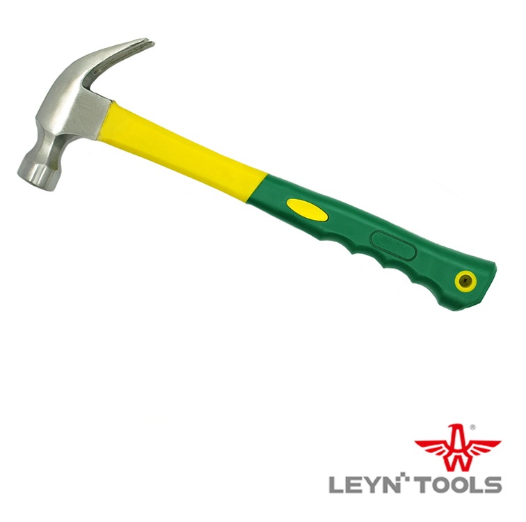 High Precision Yellow Green Claw Hammer With Tail Hole And Plastic Handle