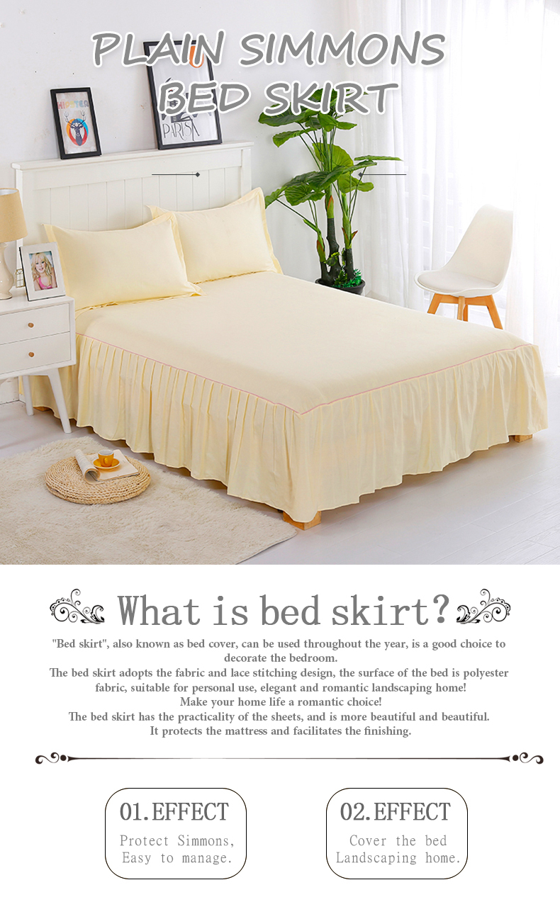 OEM Simple light colour dust ruffle decorative bed runner/skirt