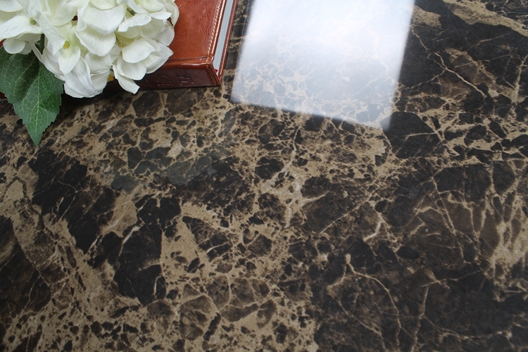 Imported Ceramic Tiles From Spain 80X80 Stock Full Polished Glazed Porcelain Dark Emperador Tile