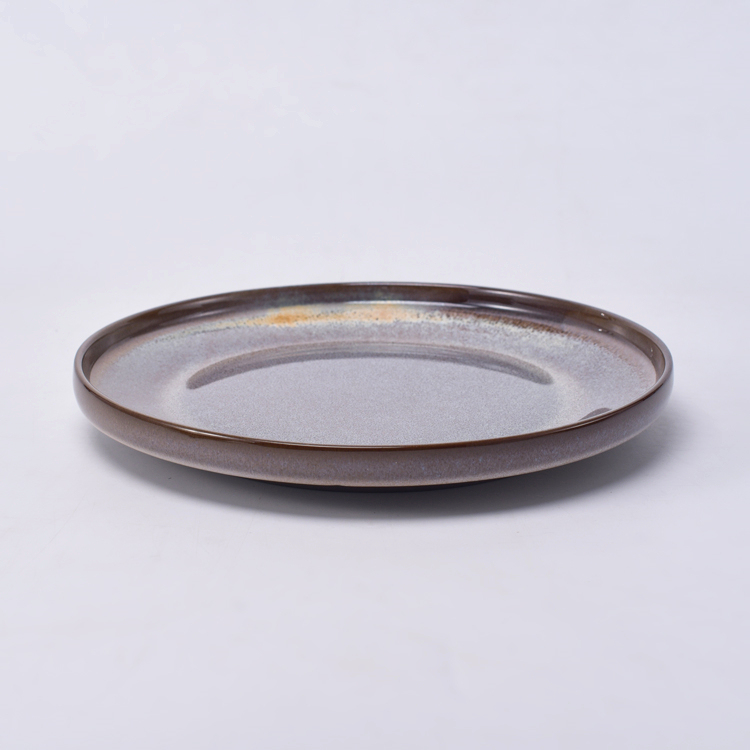 Cheap dinnerware bronze color small size dishes round ceramic plates for hotel