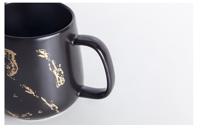 Custom Logo Print Eco-Friendly Porcelain Matte White Marble Gold Mug