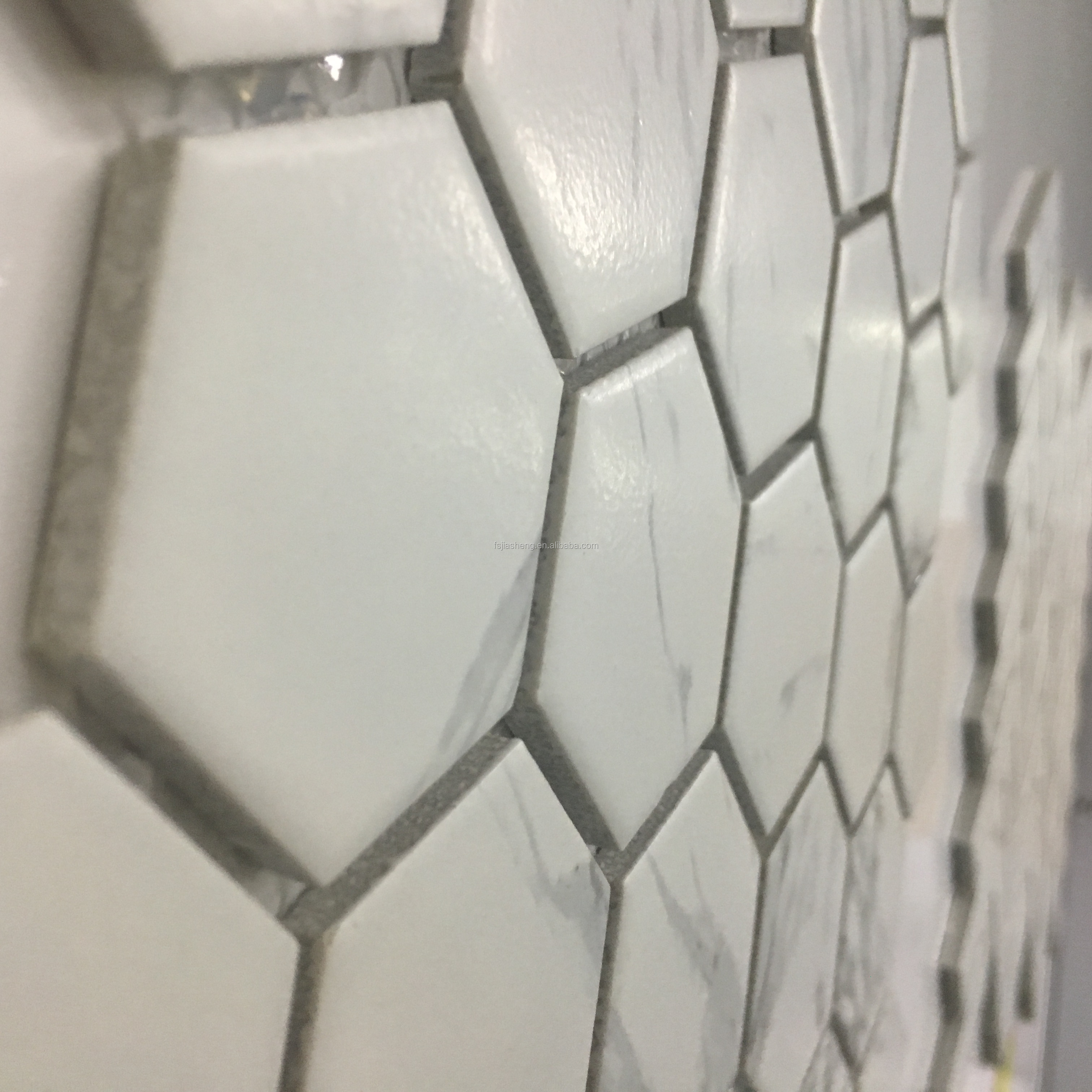 Karara White Marble Ceramic Mosaic Tile For Hotel Marble Texture Mosaic Piece Fashion Mosaic For Kitchen