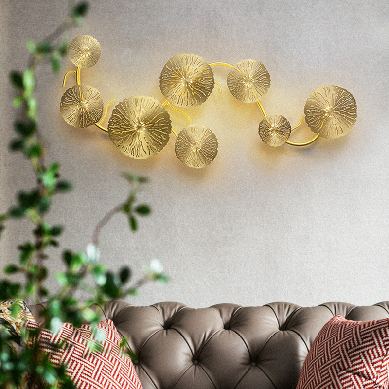 Unique design Milan style stainless steel brass modern lamp sconce Lotus leaf wall lamp