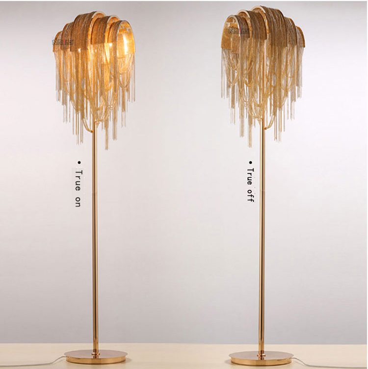 Creative personality post-modern tassel aluminum chain floor lamp for designers and engineers