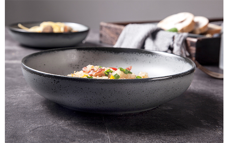 Best Stoneware Dinnerware 18cm Restaurant Ceramic Plate Grey