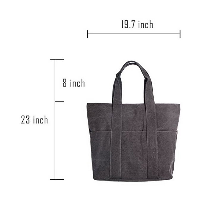 Maßgeschneiderte große strapazierfähige Schultertasche aus Baumwollleinen für Damen