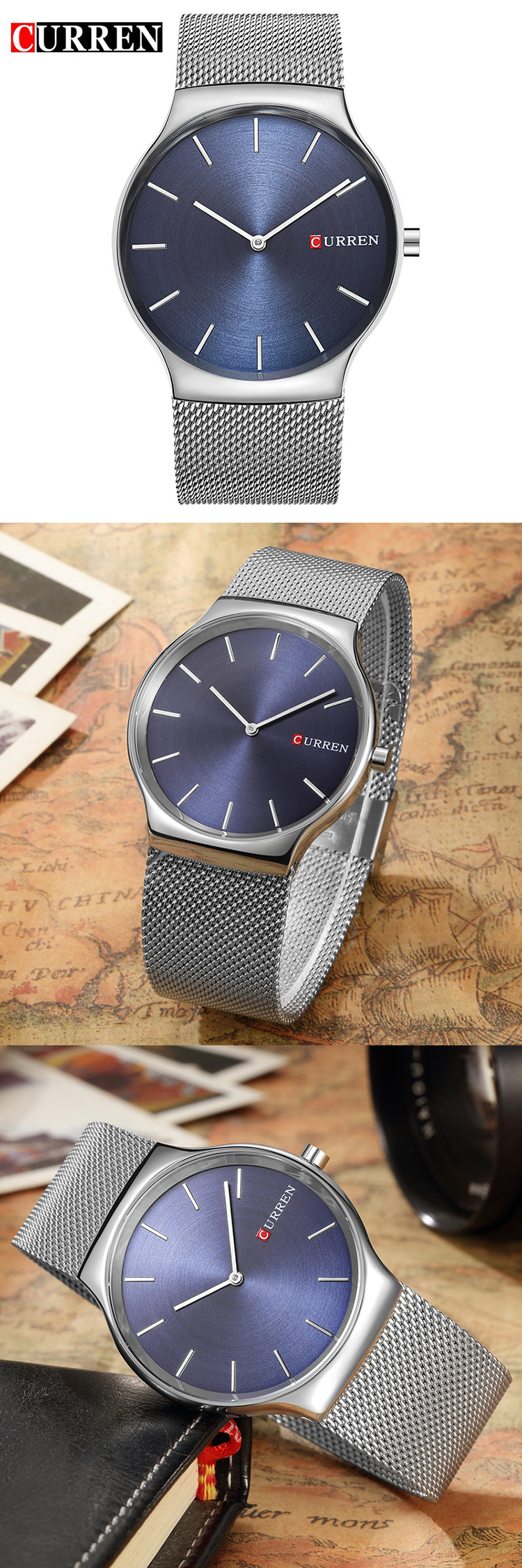 CURREN — montre-bracelet à Quartz pour hommes, accessoire de luxe, de style sportif analogique, avec pointeur, en noir, rose, or, nouvelle collection 8256, 8256