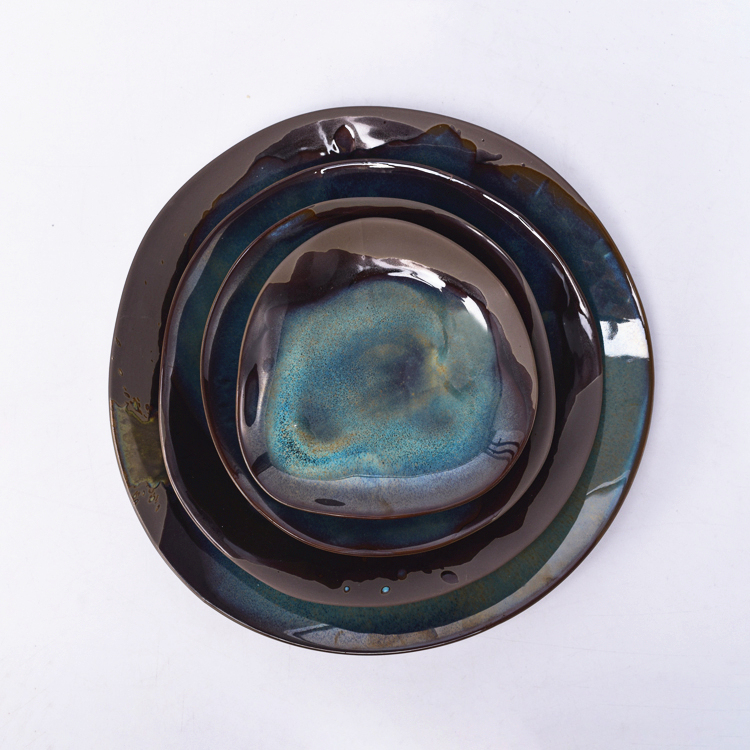 Wholesale tableware high quality color clay ceramic restaurant plates