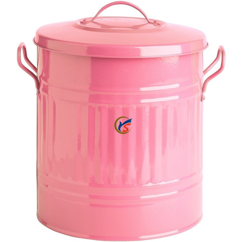 15 L multicolor galvanized metal small bathroom rubbish bin
