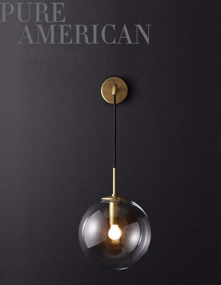 hotel living room bedroom loft indoor led nordic glass wall lamp