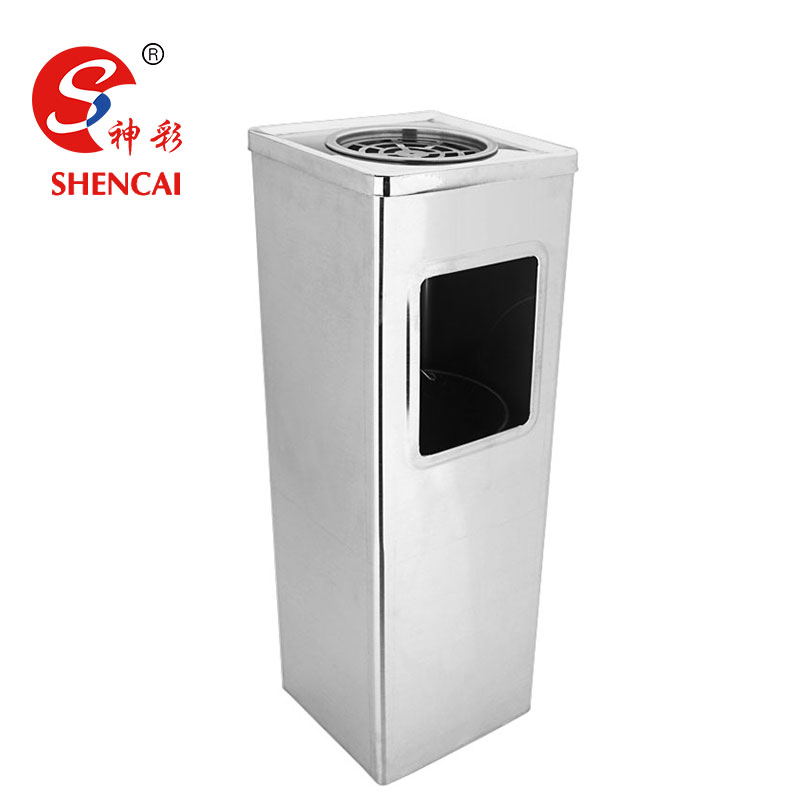 Stainless Steel Waste Bin Rubbish Can Outdoor Trash Bin With Ashtray