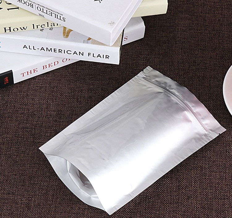 Custom Printed  Zip Lock Silver Mylar Aluminum Foil Bags  stand up Pouches food packing bags