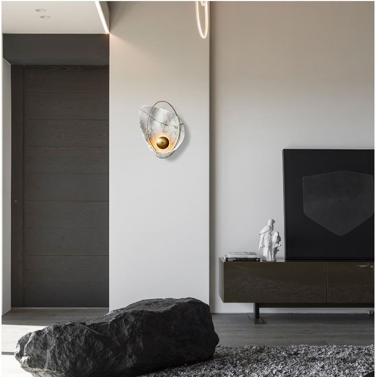 hot sell popular modern creative LED shell pearl wall lamp for bedroom black wall lighting for bathrooms