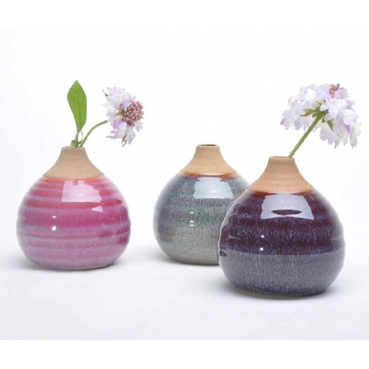 Candy color round shape narrow mouthed home hotel decoration luxury flower ceramic vase