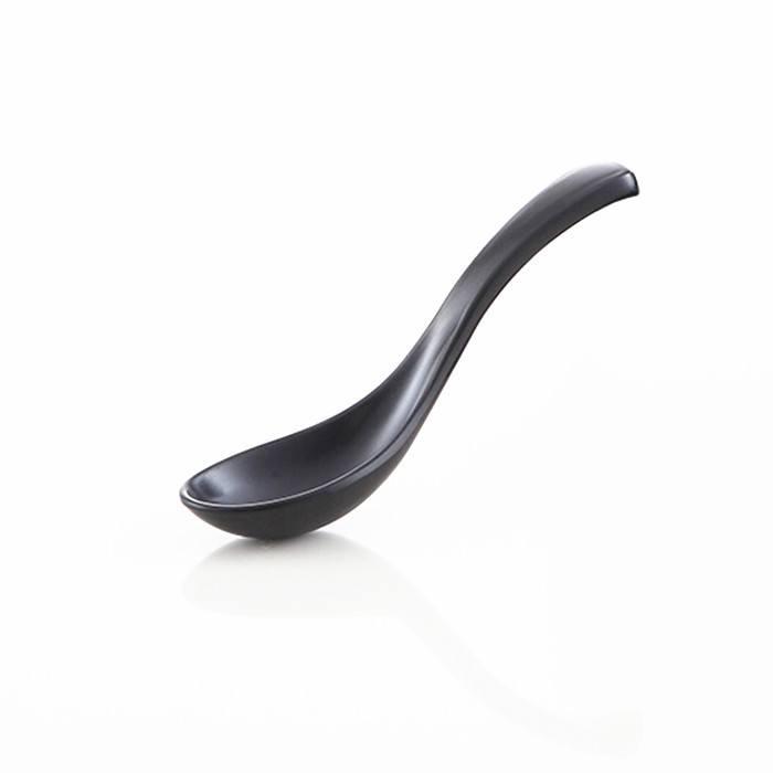 Factory price Japanese style  plastic ramen noodle spoon black melamine soup spoon for restaurant