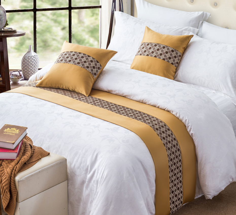 Hotel Wedding Room-Home Luxury Bedding Runner Bed End Scarf - Decorative pillow- cushion- comforter-duvet set