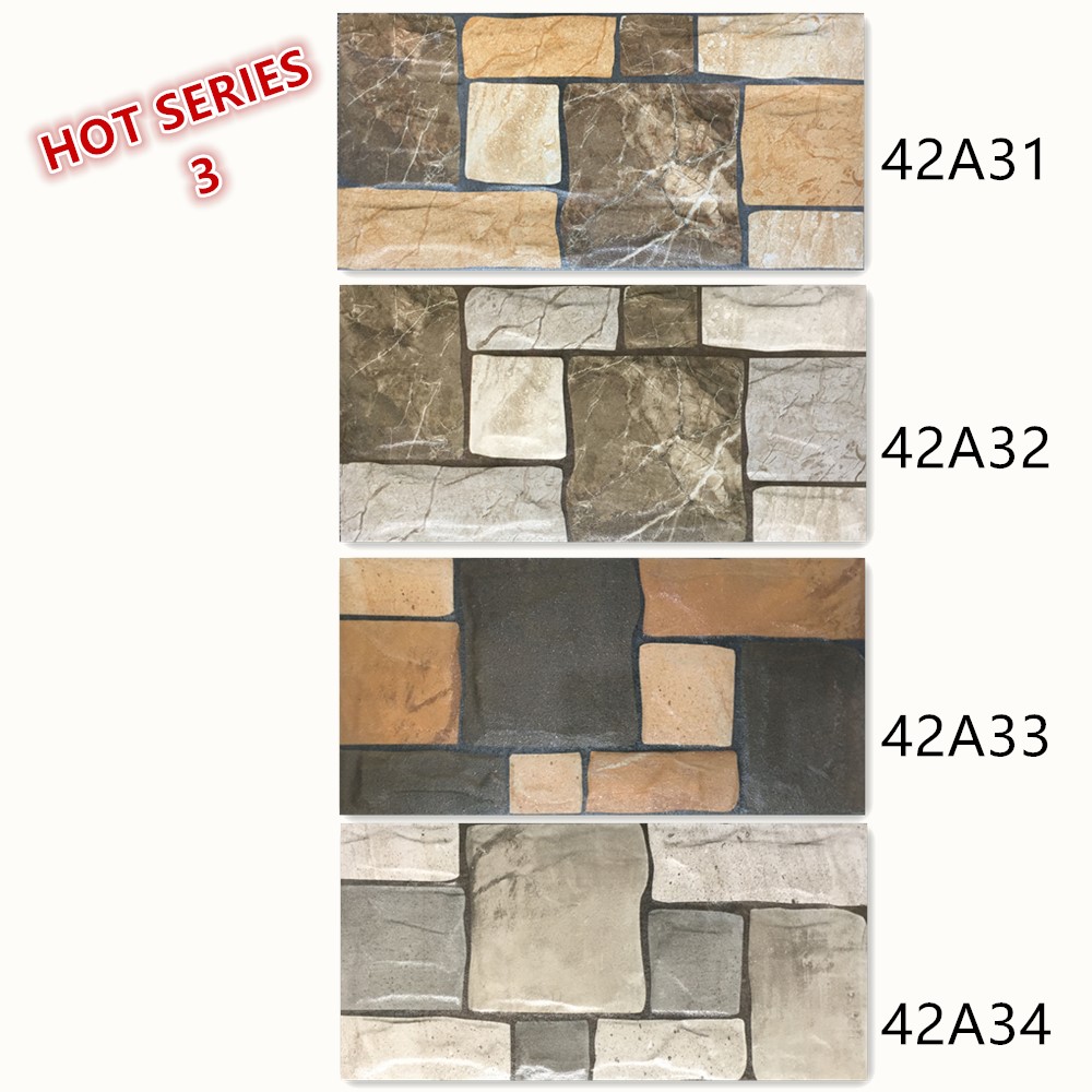 Vintage unbreakable non slip stone look exterior wall tile from China 200x400mm