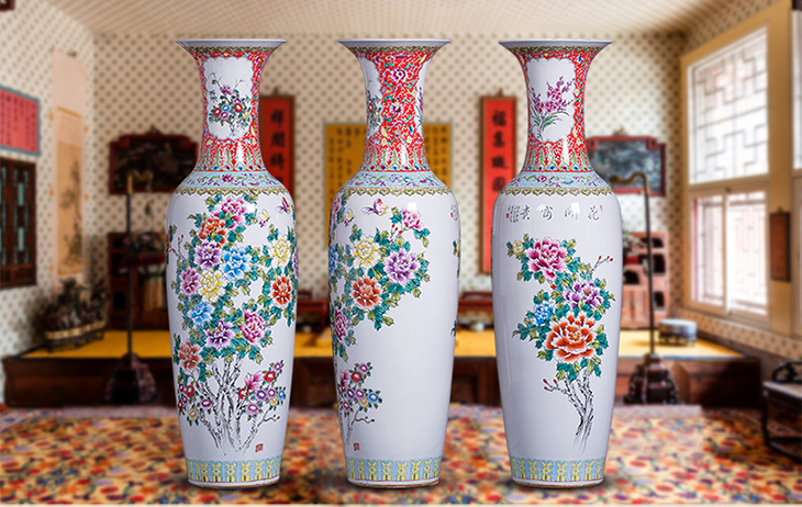 Oriental colorfull new classical jingdezhen porcelain vase home decoration large floor vase