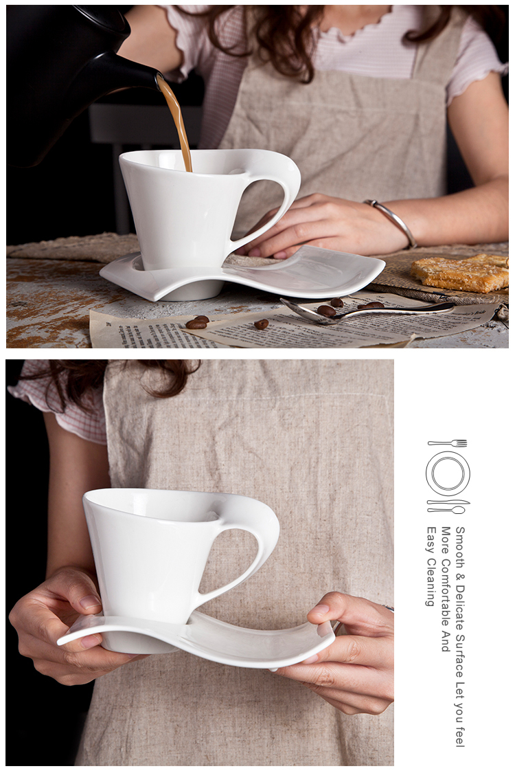 Oven Safe AB Grade Thick Biscuits Cup Plate 260ml Ceramic Coffee Set