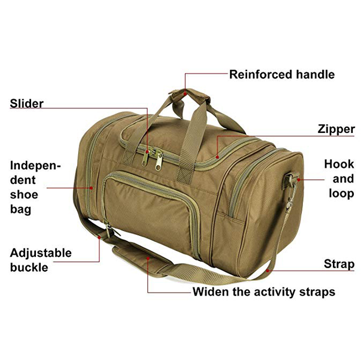 Sac marin fait sur commande de sport de gymnase de vêtement de logo avec le compartiment de chaussure pour les hommes