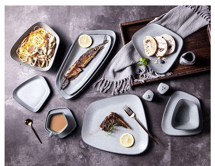 Best Stoneware Dinnerware 18cm Restaurant Ceramic Plate Grey