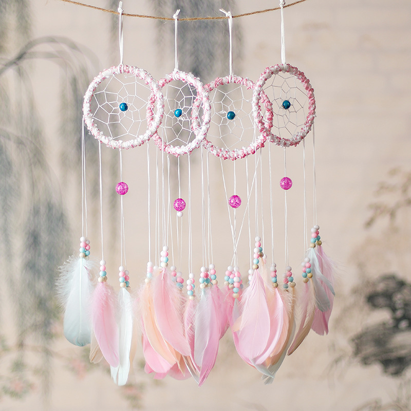 Macrame Dream Catcher Woven Feather Wall Hanging Handmade Dreamcatcher Boho Tassels Decoration Home Decor