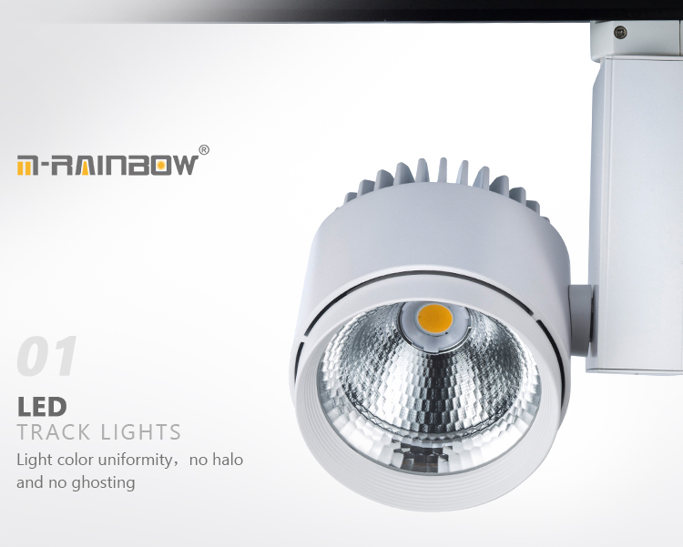 high lumen  28w 35w 30w 40w 3 phase 4 wires cob commercial ceiling led track spotlight