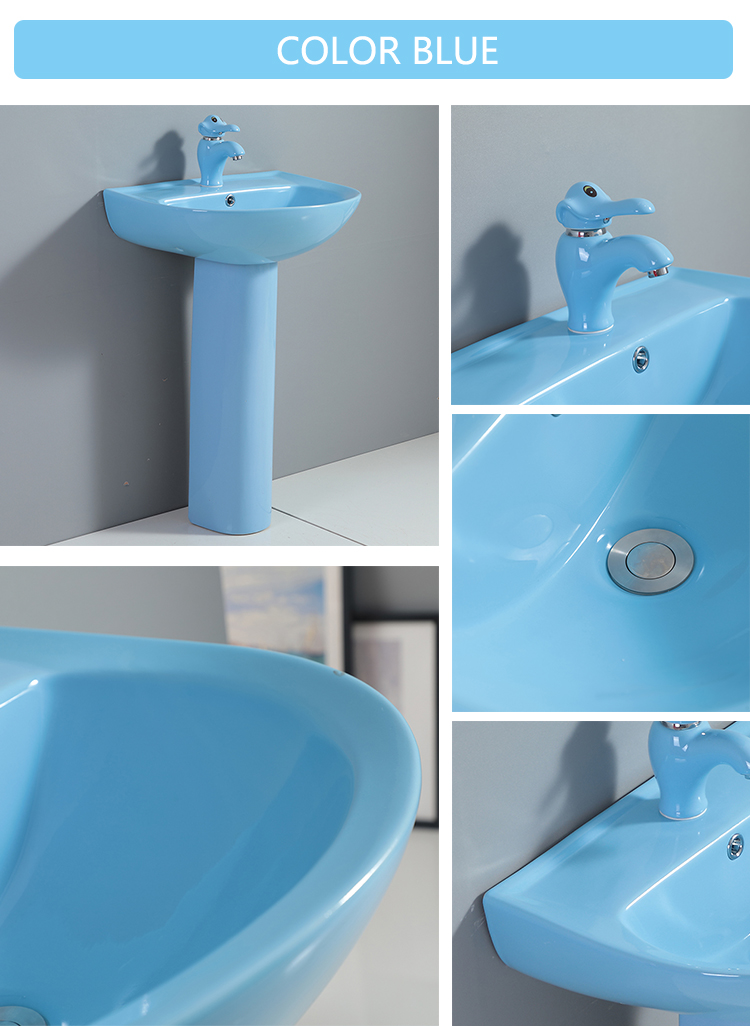 Various colors smooth color pedestal price stand alone wash basin