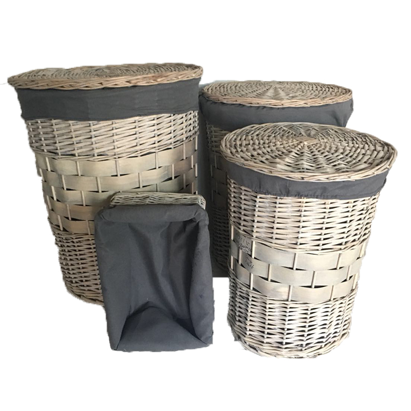 wholesale woven wicker laundry basket with lids lining handmade