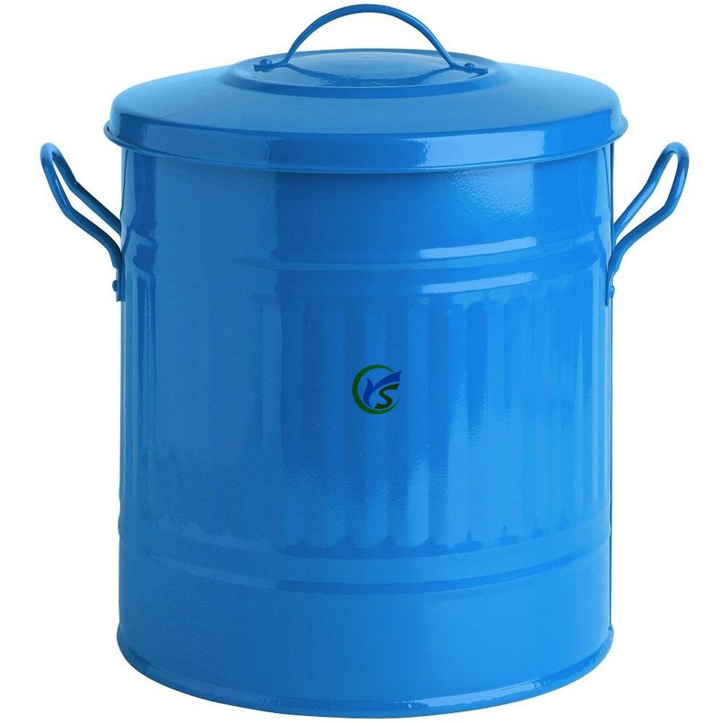 15 L multicolor galvanized metal small bathroom rubbish bin