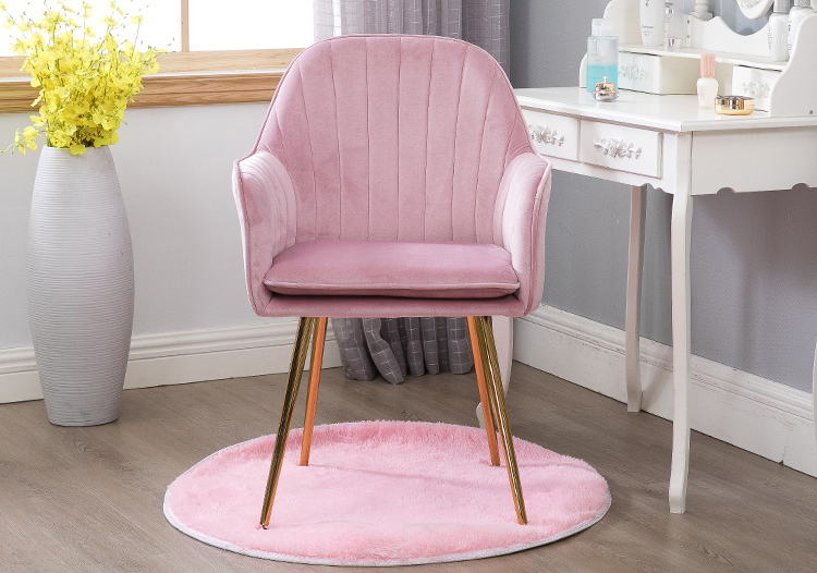 Upholstered Velvet Armchair Fabric Living Dining Room High Back Gold Armrest Chairs