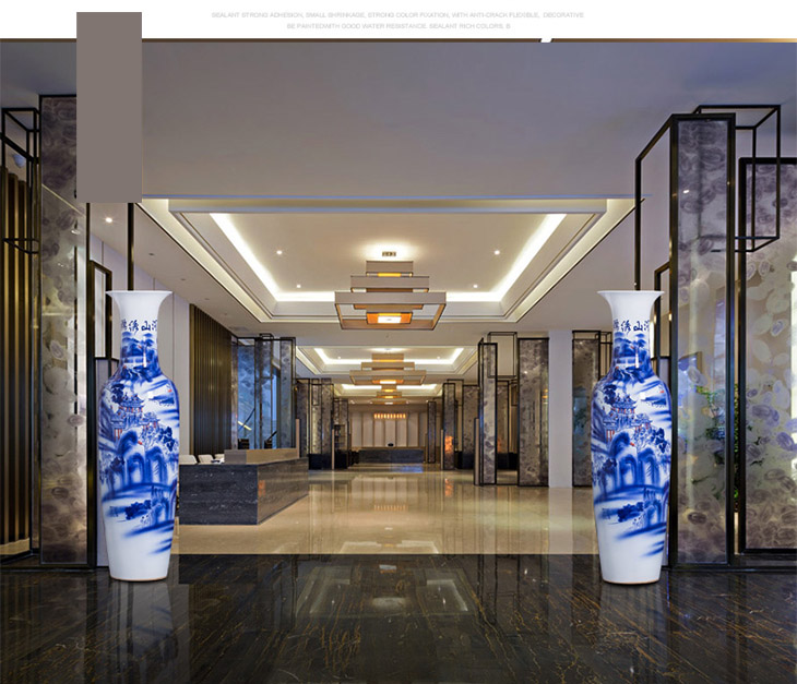Hot sale delicate chinoiserie hand painted ceramic vases oversized porcelain blue and white floor vase