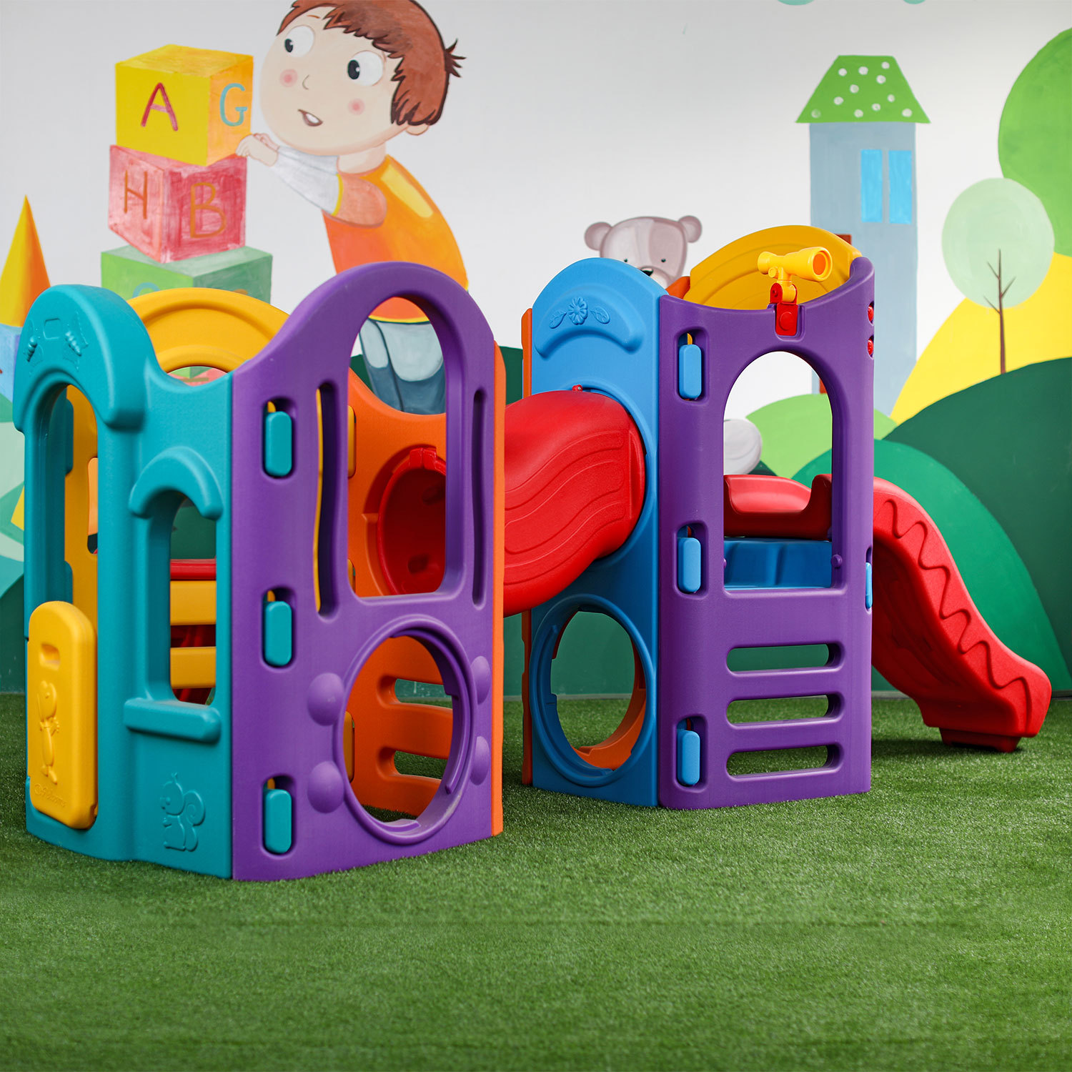 China Wholesale Plastics Combination Slide and Swing Sets for kids