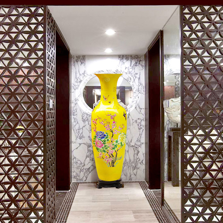 Popular yellow flower designl home decor ceramic chinese floor vases modern customized large vase