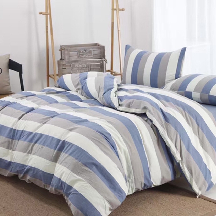 Custom 4PCS 1200 thread count stripes microfiber comforter set bedsheet cotton bed sheet