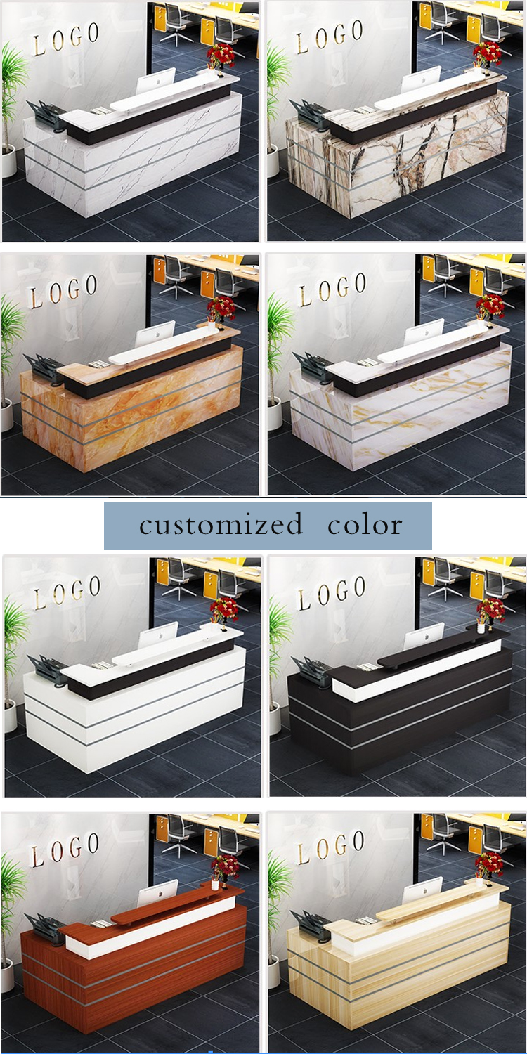 Customized office front counter desk furniture cheap white wood modern reception desk