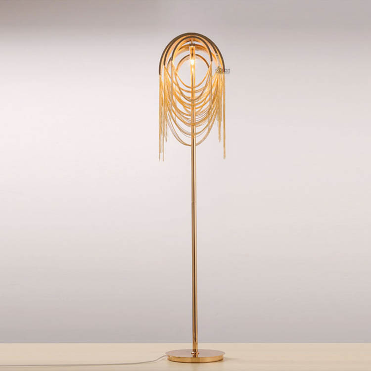 Creative personality post-modern tassel aluminum chain floor lamp for designers and engineers