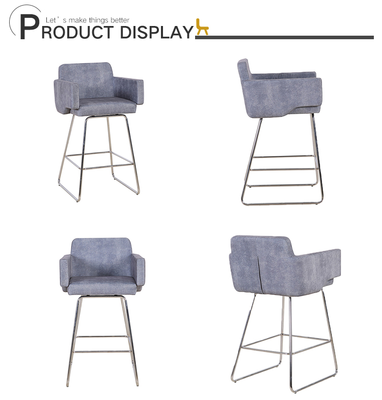 E-commerce commercial luxury bar furniture quality velvet cover stainless steel bar chair