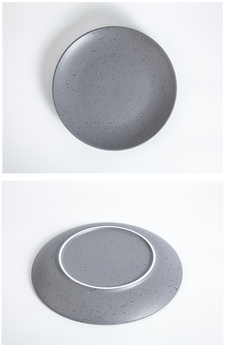 Wholesale 6" 8"10"12" Ceramic Dinner Grey Shallow Plate With Dot
