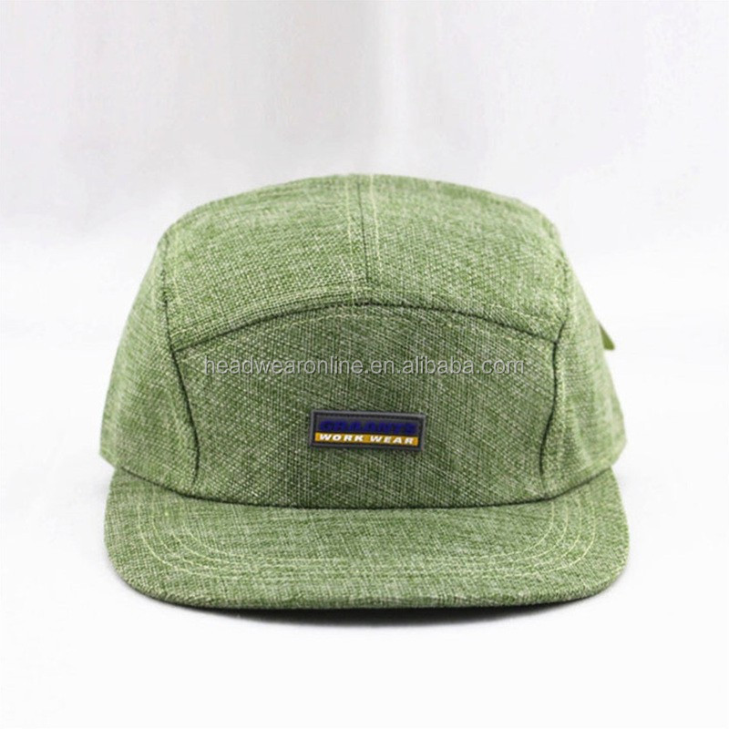 Hemp material plain cap and rubber 5 panel rebound cap can be customized