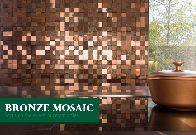 Wholesaler Luxury Interior Wall Decoration Metallic Mosaic Wall Tile 300x300 Production Bronze Metal Tile Mosaic