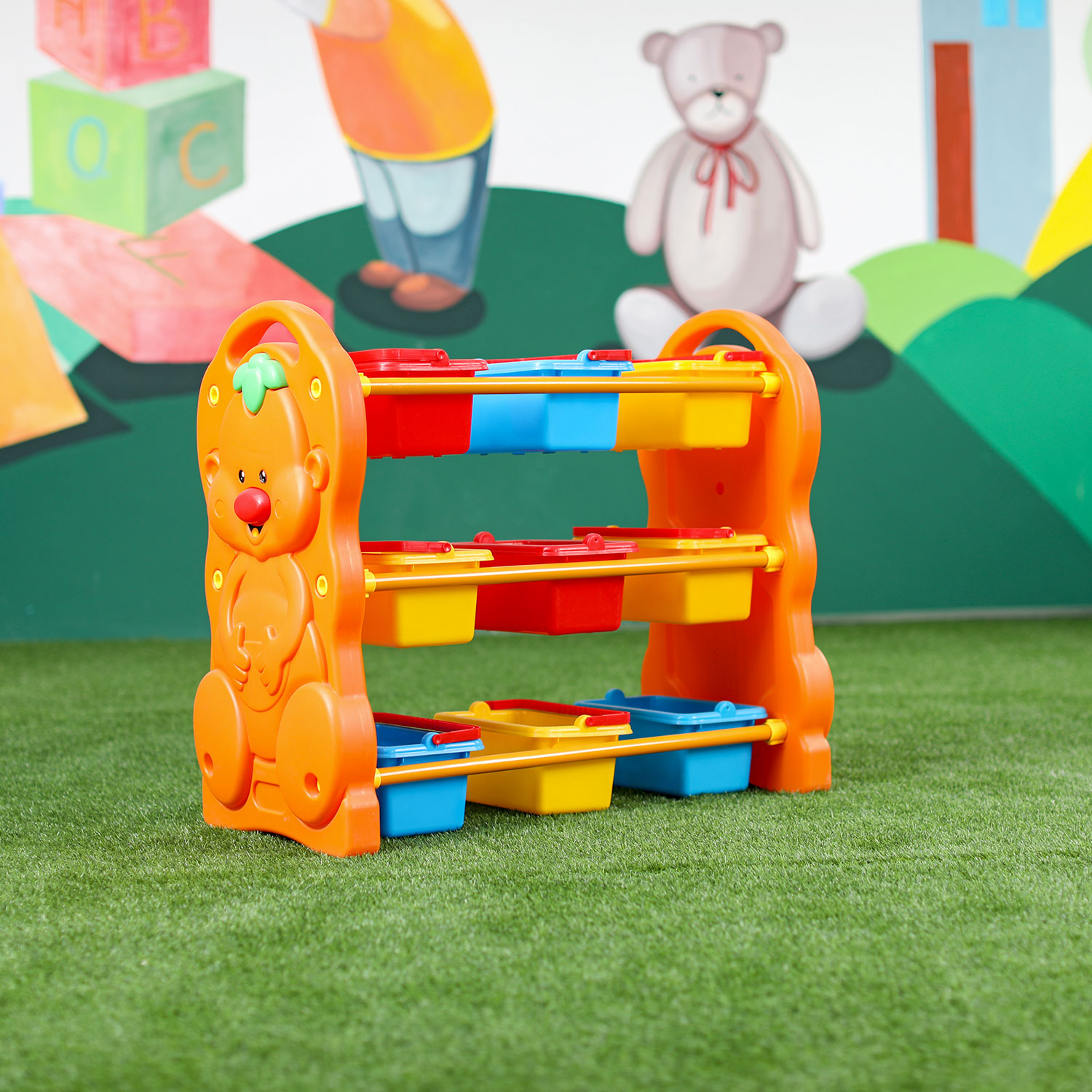 Kindergarten Baby Toy Kids Shelf Plastic Furniture Kids Plastic toys shelf For Sale