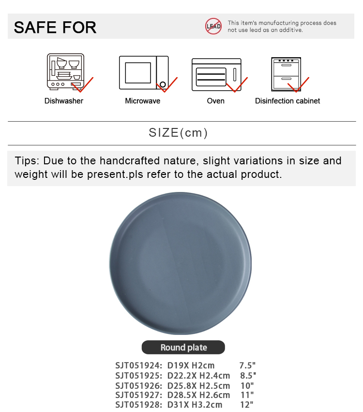 Cheap Hotelware Crockery Sets 7.5 8.5 10 11 12 Inch Blue Grey Dinner Plate