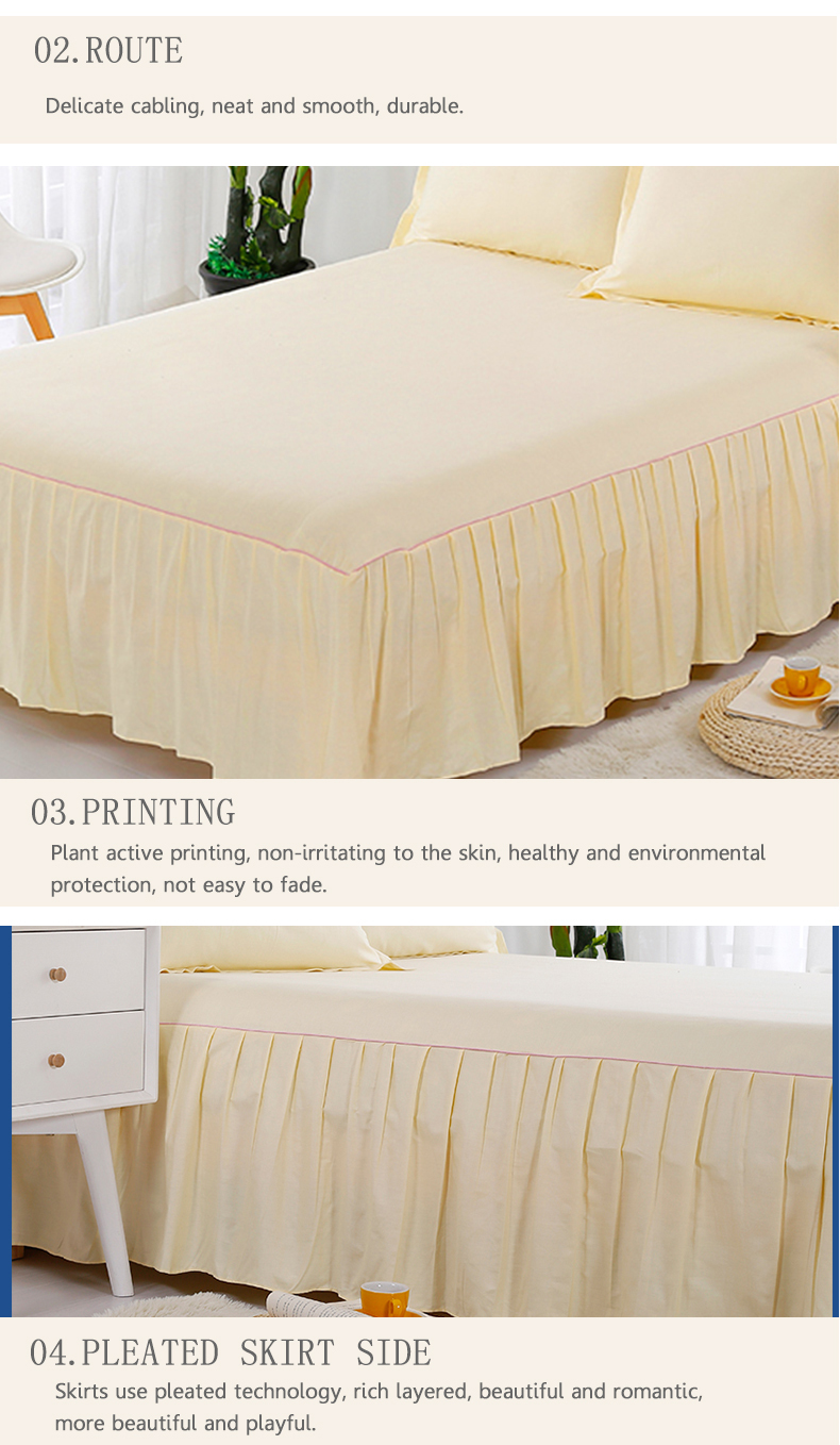 OEM Simple light colour dust ruffle decorative bed runner/skirt