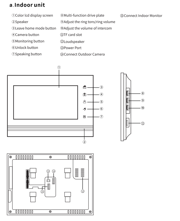Home intercom system security video door phone wired video doorbell with monitor