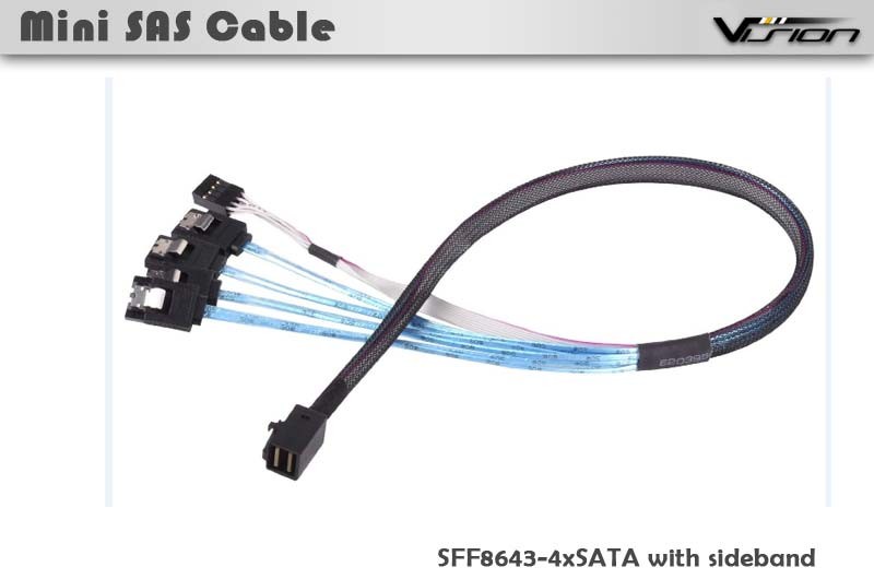 Vision Mini SAS SFF-8643からSATA7ピン、サイドバンドSGPIO