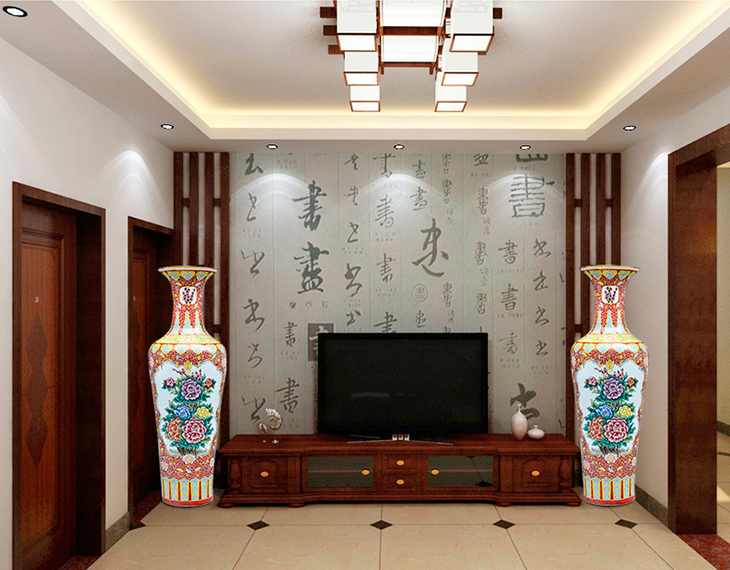 Luxury high size traditional chinese big ceramic home goods vases tall home decoration floor vase
