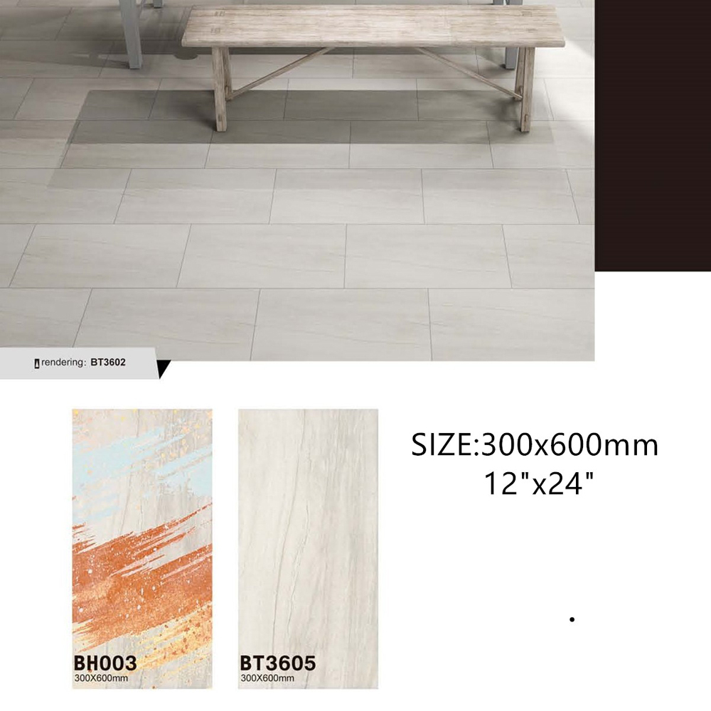 China Restaurant Floor and wall ceramic cement tiles design from factory 300x600mm/12"x24"